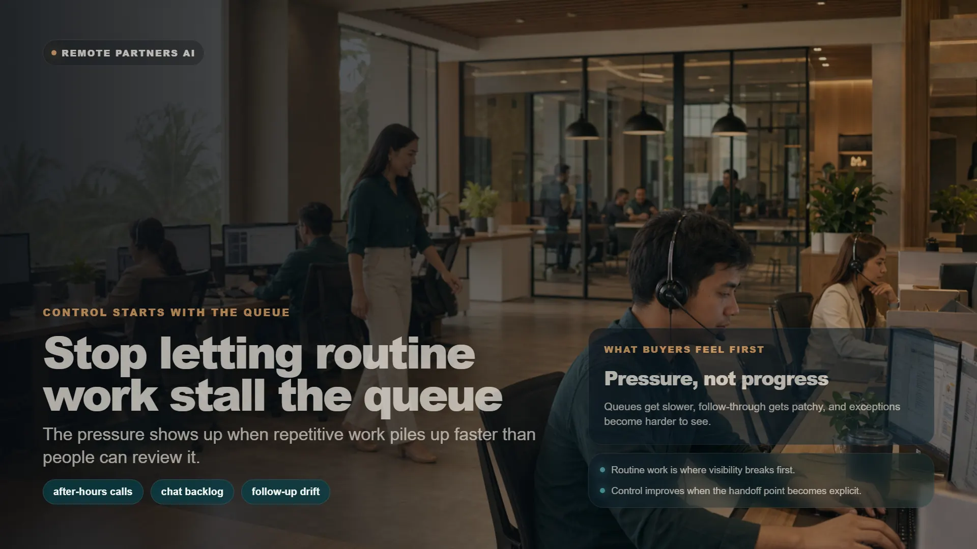 Video thumbnail showing managed support coverage with human review and escalation.